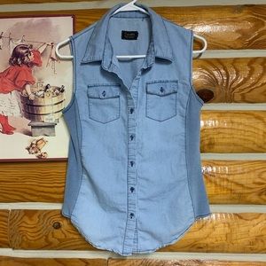 Denim button up tank top